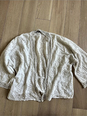 Michael Stars White Cotton Eyelet Blouse Like New